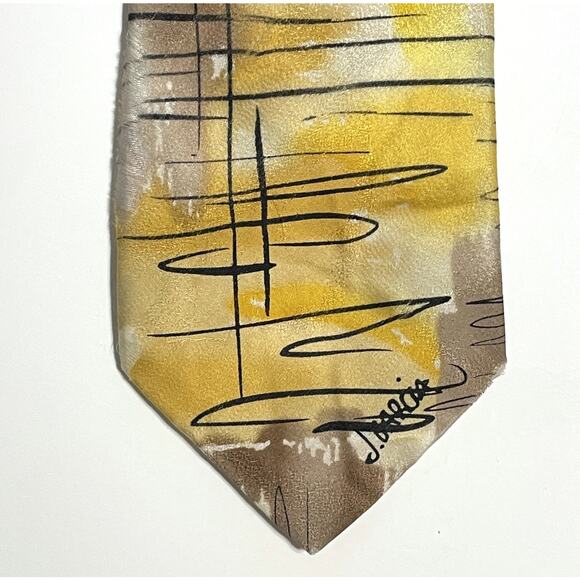 J. Garcia Special Edition Art Tie Mens Yellow Blue 100% Silk Jerry Garcia - Picture 5 of 5